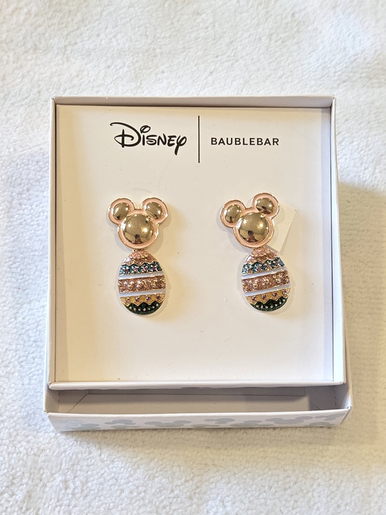 BaubleBar Jewelry - BaubleBar X Disney NIB Rose Gold Mickey Studs with Multicolor Crystal Egg Drops